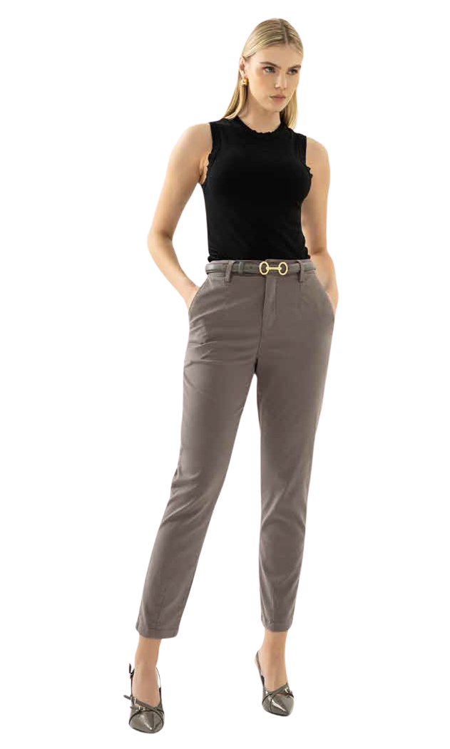 Calça Visual 11423 Jeans Mom Feminina Chumbo