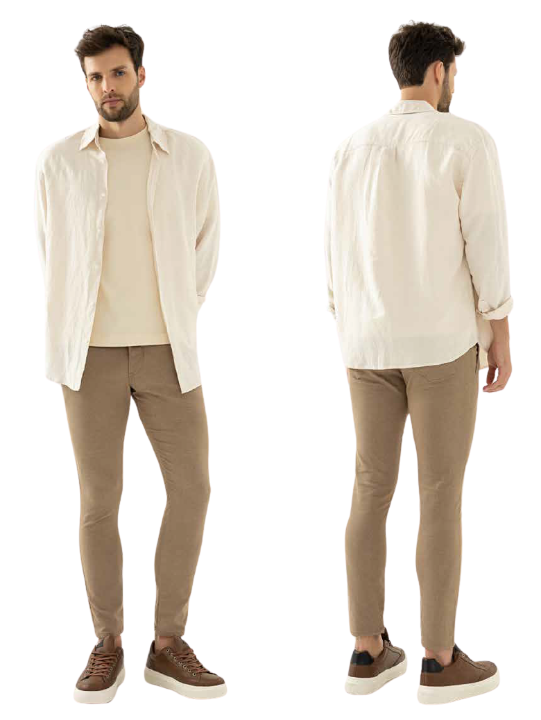 Calça Visual 251763 Slim Masculina Caqui