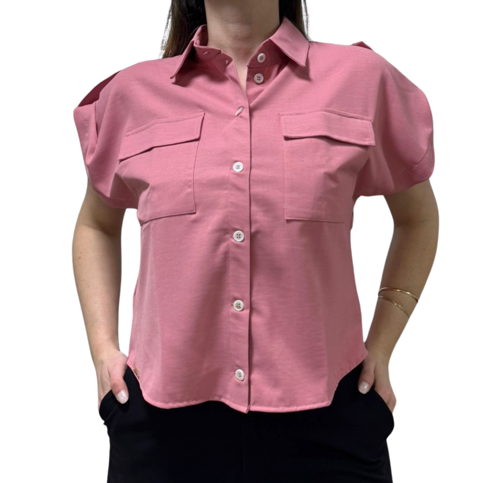 Camisa Rosa Tatuada 10552 Supreme Flow Bolsos Rosa Jass