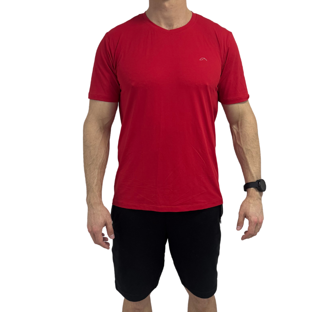 Camiseta Praxis 221 tecido PET Dry com proteção UV Vermelho