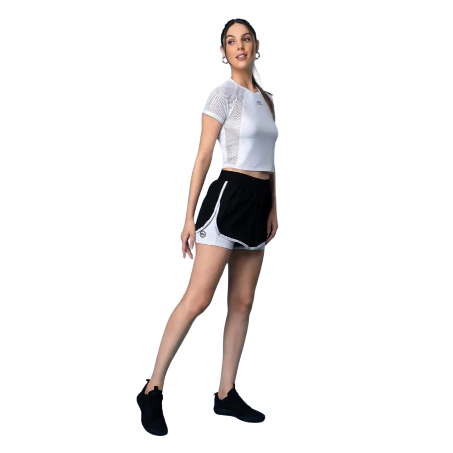 Short Rosa Tatuada 10617 Corta Vento Sobreposto Preto