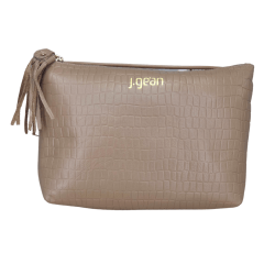 Bolsa JGean NC0044 Couro Natural Croco Bege