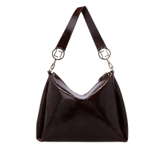 Bolsa Luz da Lua 2000631 Couro Natural Murano Verniz Café