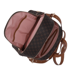 Mochila Luz da Lua MC-1018 Couro Natural Monograma Café