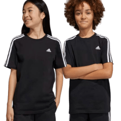 Camiseta Adidas HR6330 3 Listras Essential INFANTIL em Algodão Preto