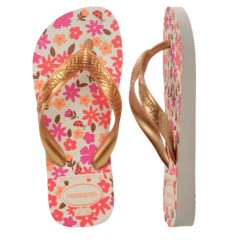 Chinelo Havaianas Kids Flores Bege