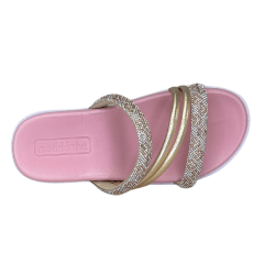 Chinelo Molekinha 2352.107 Papete com Strass Dourado