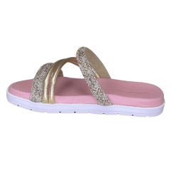 Chinelo Molekinha 2352.107 Papete com Strass Dourado