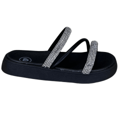 Chinelo Molekinha 2358.100 Papete com Strass Preto