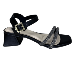 Sandália Molekinha 2347.107 Metal Glamour com Strass Preto