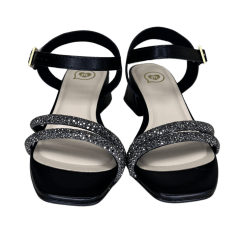 Sandália Molekinha 2347.107 Metal Glamour com Strass Preto