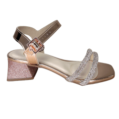 Sandália Molekinha 2347.107 Metal Glamour com Strass Rose