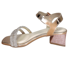 Sandália Molekinha 2347.107 Metal Glamour com Strass Rose