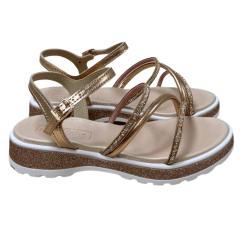 Sandália Molekinha 2361.205 Glitter Dourado