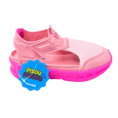 Sandália Novopé 300N267 Tecido com Velcro e LED Pink