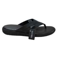 Chinelo Ferracini 1201A Lancer Couro Natural Preto