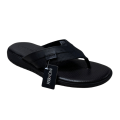 Chinelo Ferracini 1201A Lancer Couro Natural Preto