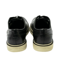 Sapato Pegada 126101 Couro Natural cm cadarço Fake Preto