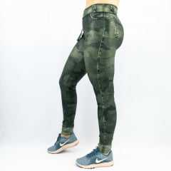 Legging Rola Moça Supplex Fake Jeans 06260 Verde Militar