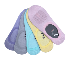 Kit Meia Skechers S113836 5 Pares Coloridas com Silicone