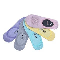 Kit Meia Skechers S113836 5 Pares Coloridas com Silicone