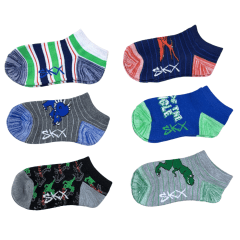 Kit Meia Skechers S117673 6 pares Dino Stripe Infantil