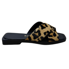 Chinelo Bottero 336818 Fischer em Couro Natural Tigre Preto