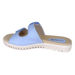 Chinelo ComfortFlex 2345404 Couro Natural Relax Soft Azul