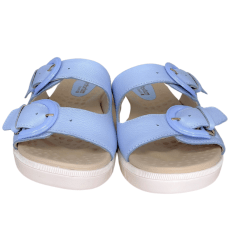 Chinelo ComfortFlex 2345404 Couro Natural Relax Soft Azul