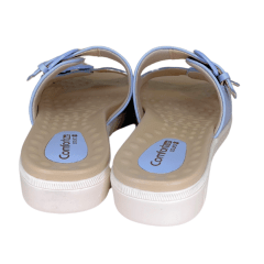 Chinelo ComfortFlex 2345404 Couro Natural Relax Soft Azul