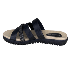 Chinelo ComfortFlex 2445402 Couro Natural Floter Preto