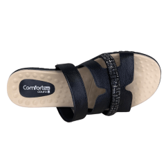 Chinelo ComfortFlex 2445402 Couro Natural Floter Preto