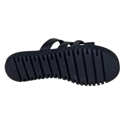 Chinelo ComfortFlex 2445402 Couro Natural Floter Preto