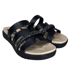 Chinelo ComfortFlex 2445402 Couro Natural Floter Preto