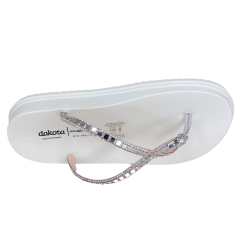 Chinelo Dakota Y6242-12 Papete com Tiras em Strass Prata