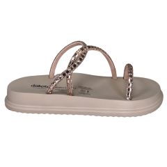 Chinelo Dakota Y6247 Papete com tiras Strass Rose