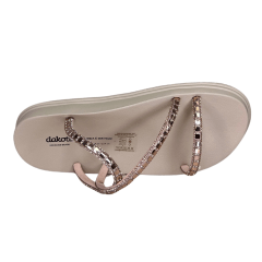 Chinelo Dakota Y6247 Papete com tiras Strass Rose