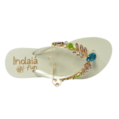 Chinelo Indaiá I-IND8310 Pearl Lis com Pedrarias Branco