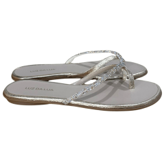 Chinelo Luz da Lua 52210068 Couro Natural Vênus com Strass