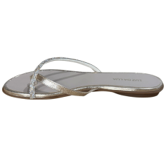 Chinelo Luz da Lua 52210068 Couro Natural Vênus com Strass