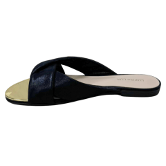 Chinelo Luz da Lua 53120036 Couro Natural Puntini Preto