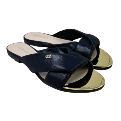 Chinelo Luz da Lua 53120036 Couro Natural Puntini Preto