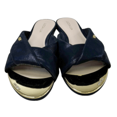 Chinelo Luz da Lua 53120036 Couro Natural Puntini Preto