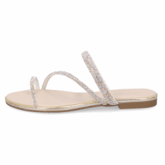 Chinelo Luz da Lua 54870052 Couro Natural com Strass Ouro