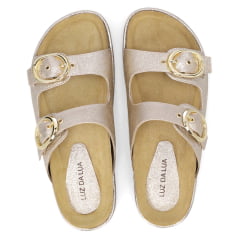 Chinelo Luz da Lua 80600001 Couro Natural Venus Ouro