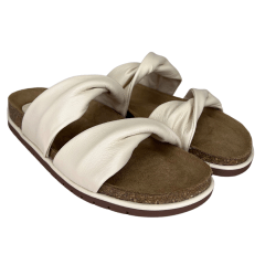 Chinelo Luz da Lua 80600005 Couro Natural Saara Marfim