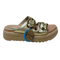 Chinelo Pegada 234405-07 Couro Natural Burnished Ouro