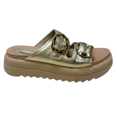 Chinelo Pegada 234405-07 Couro Natural Burnished Ouro