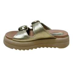 Chinelo Pegada 234405-07 Couro Natural Burnished Ouro