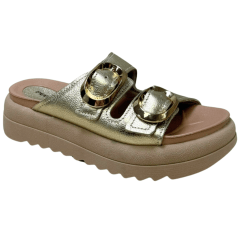 Chinelo Pegada 234405-07 Couro Natural Burnished Ouro